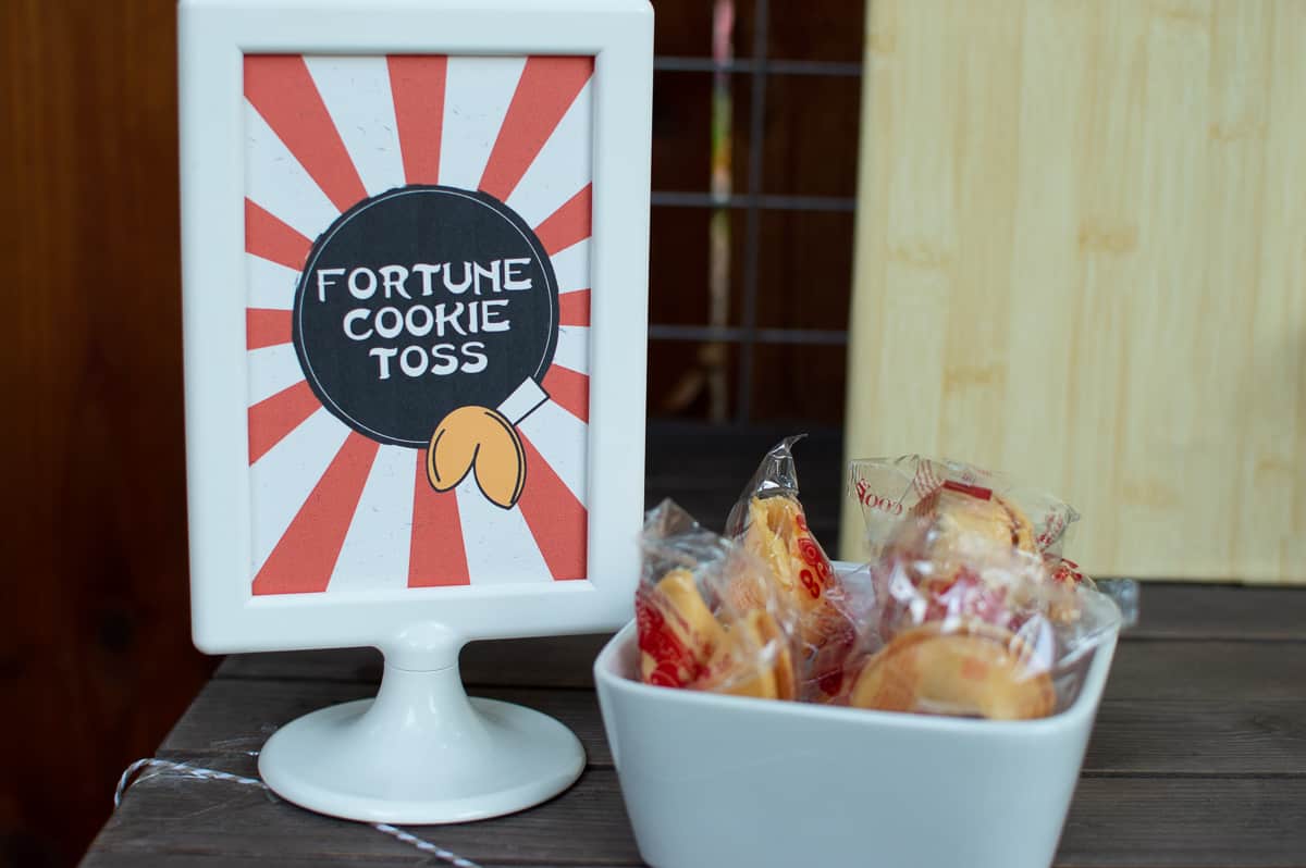Fortune Cookie Toss Sign and "game pieces"
