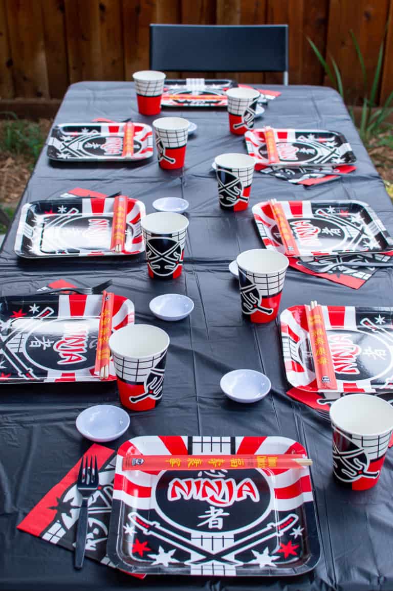 Ninja Birthday Party Table with Oriental Trading party supplies