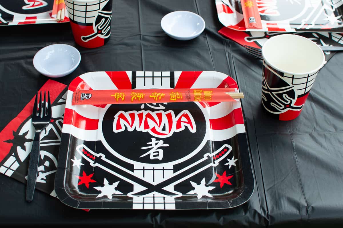 Party supplies from Oriental Trading for a Ninja themed birthday