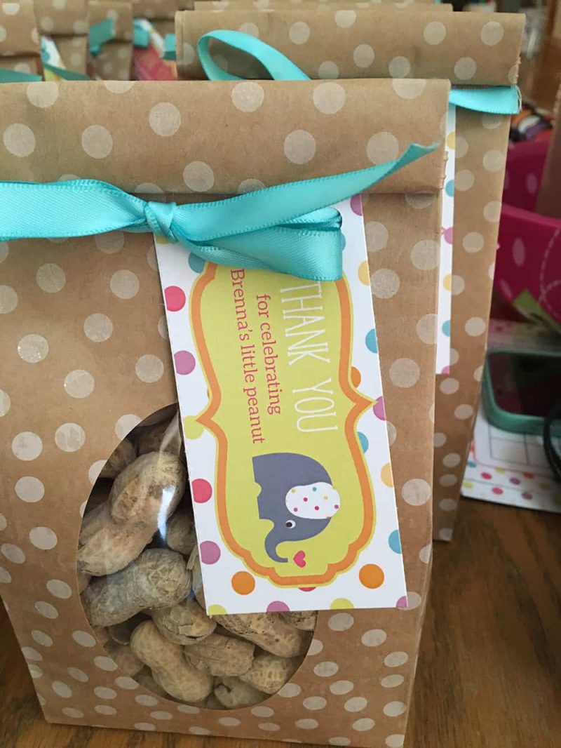 Peanut Baby Shower Favor Tag for an elephant themed baby shower