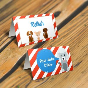 puppy party food tent cards