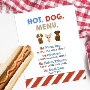 puppy party hot dog bar sign