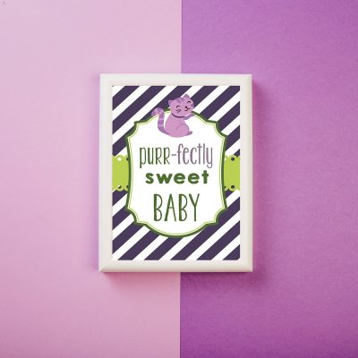 purr-fectly sweet kitten baby shower sign