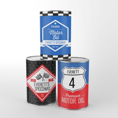 Race car oil cans