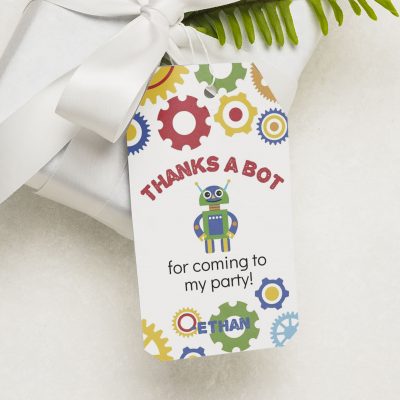 robot party favor tag