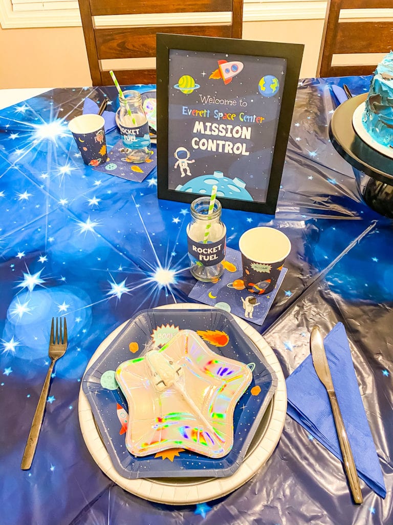 Space Birthday table setting