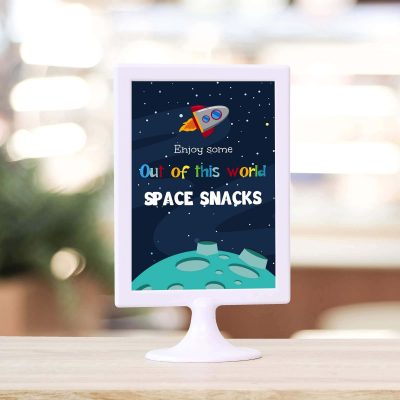 space birthday party sign template 4x6"