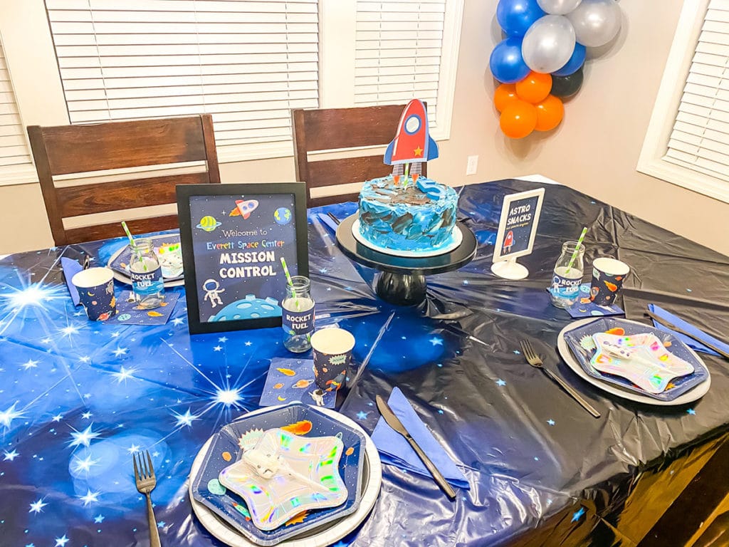 Space birthday party table