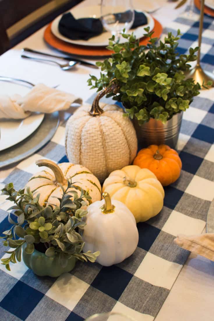 Blue Buffalo Plaid Thanksgiving Table - Elva M Design Studio