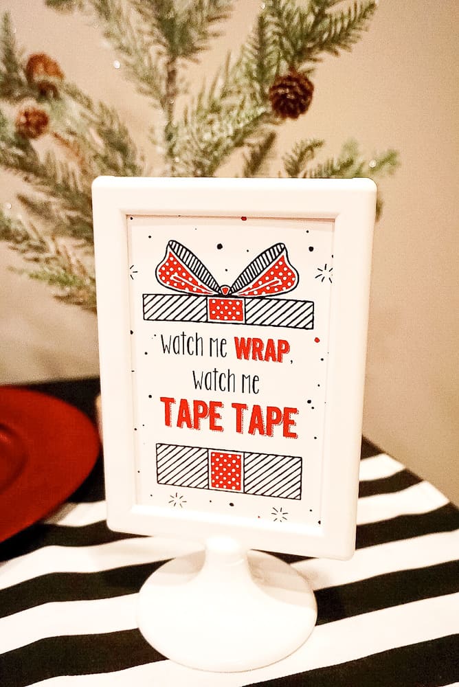 Watch me wrap punny gift wrap sign
