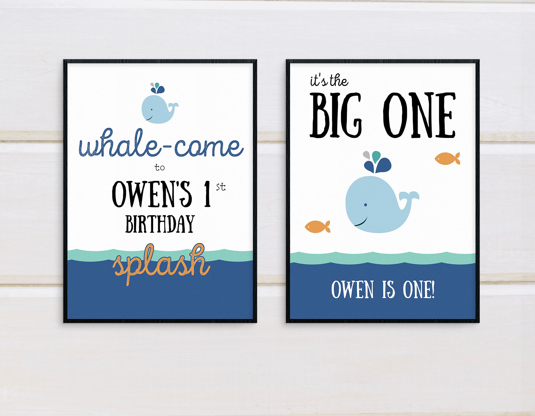Whale Baby Shower Signs, Printable Templates - My Party Design